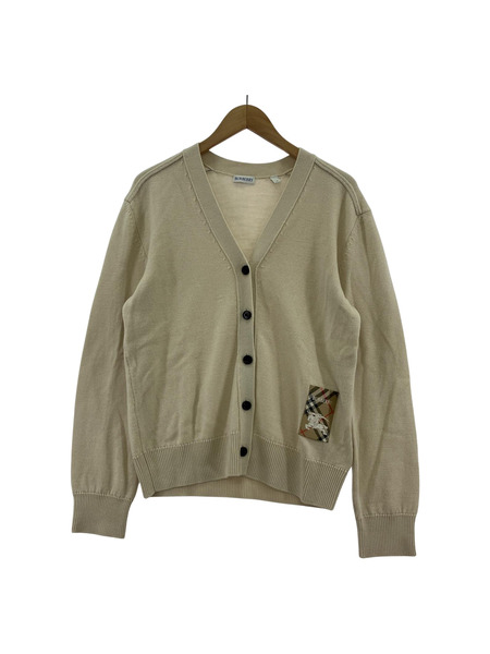 BURBERRY カーディガン チェックラベル ウールカーディガン(M)BEG[値下]