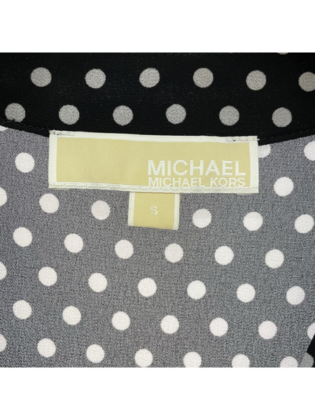 MICHAEL KORS 長袖ワンピース 総柄レザーベルトワンピース 黒