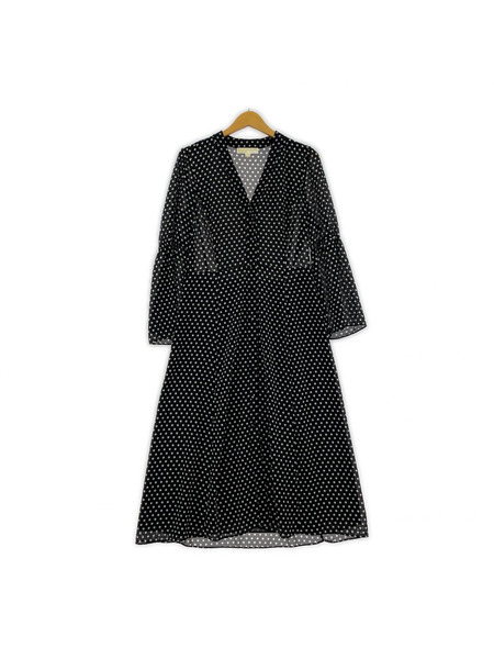 MICHAEL KORS 長袖ワンピース 総柄レザーベルトワンピース 黒