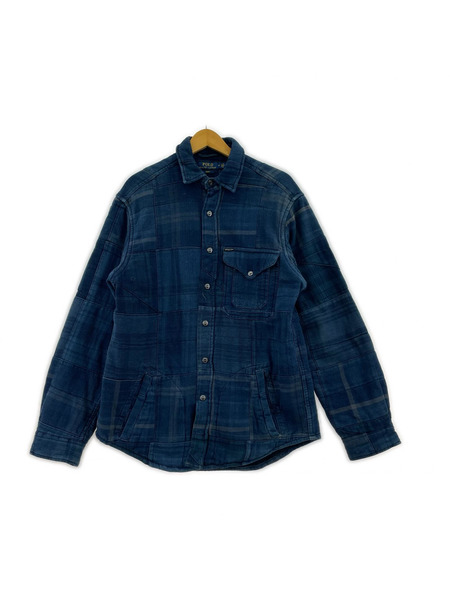 POLO RALPH LAUREN 長袖シャツ 中綿パッチワークシャツジャケット BLU (M)