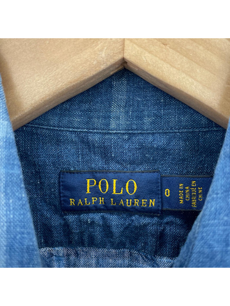 POLO RALPH LAUREN 長袖ワンピース リネンシャツワンピース/NVY/チェック柄
