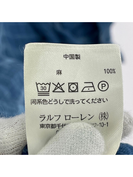 POLO RALPH LAUREN 長袖ワンピース リネンシャツワンピース/NVY/チェック柄
