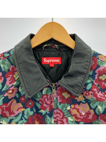 Supreme ジャケット 20AW Leather Collar Work Jacket 花柄 (L)