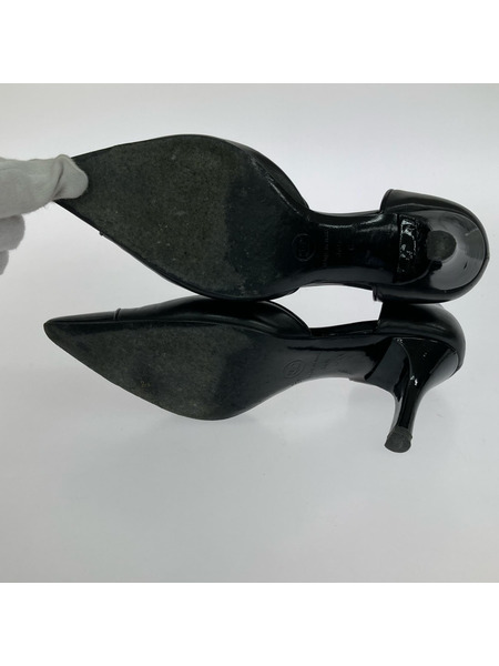 靴 レザーポインテッドトゥ ココマーク パンプス