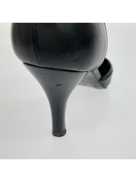 靴 レザーポインテッドトゥ ココマーク パンプス