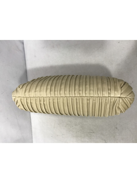 ハンドバッグ レザー プリーツ ベージュ