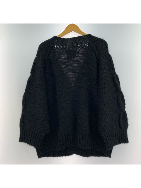 LIMI feu カーディガン Vネックケーブルニット 黒