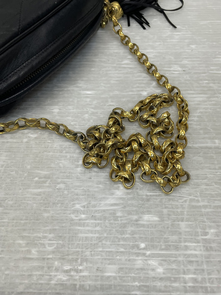 CHANEL Vステッチ シェブロン ラムスキンチェーンショルダーバッグ ブラック