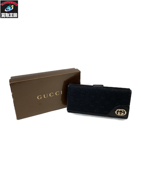 GUCCI GGｷｬﾝﾊﾞｽ 長財布 黒