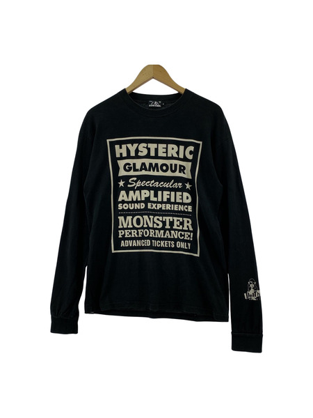 HYSTERIC GLAMOUR　プリント L/Sカットソー 黒 (S)