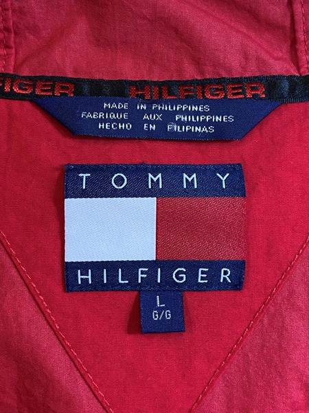 90s TOMMY HILFIGER アノラックパーカー (L) RED[値下]