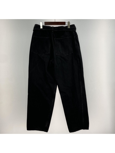 COMOLI 19AW BELTED DENIM PANT BLACK ベルテッドデニムパンツ 1