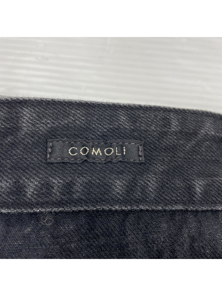 COMOLI 19AW BELTED DENIM PANT BLACK ベルテッドデニムパンツ 1