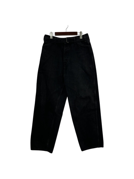 COMOLI 19AW BELTED DENIM PANT BLACK ベルテッドデニムパンツ 1