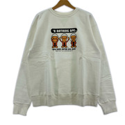 90s A BATHING APE 初期タグ 3猿 プリントスウェット L ホワイト