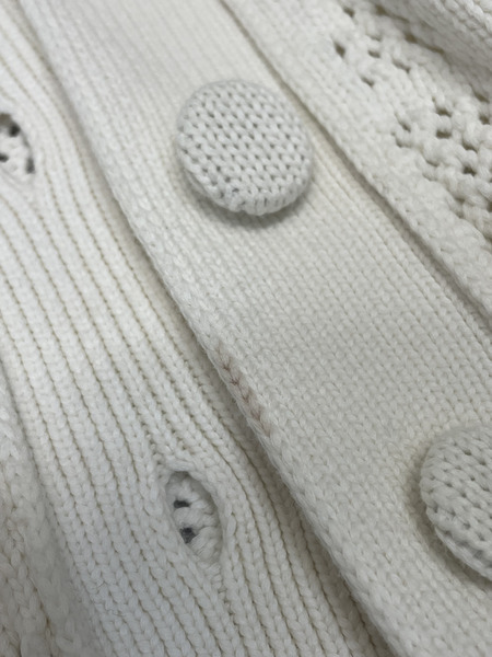 FENDI　FF柄 ズッカ柄 パンチング加工 コットンニットカーディガン 40 アイボリー FZC866