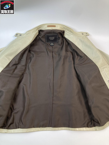 COACH コーチ レザージャケット Mサイズ 牛革 ベージュ ホワイト レディース