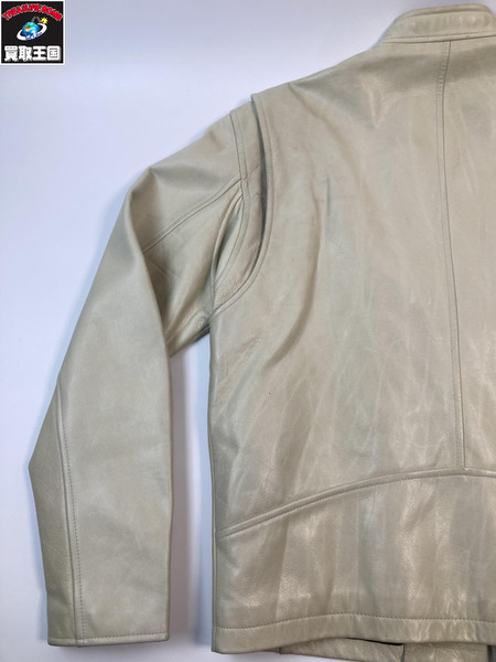 COACH コーチ レザージャケット Mサイズ 牛革 ベージュ ホワイト レディース