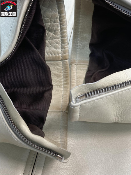 COACH コーチ レザージャケット Mサイズ 牛革 ベージュ ホワイト レディース