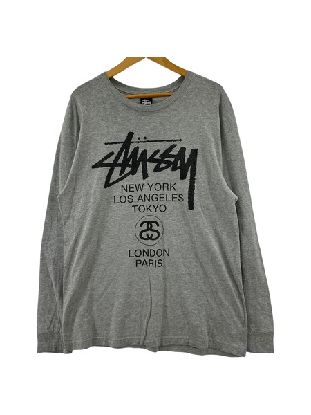 STUSSY World Tour L/S TEE (L) グレー