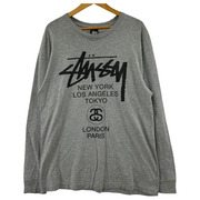 STUSSY World Tour L/S TEE (L) グレー