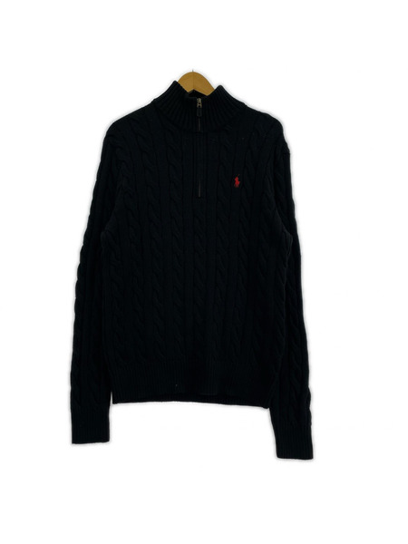POLO RALPH LAUREN ニット・セーター コットン ハーフジップニットセーター 黒 (S)