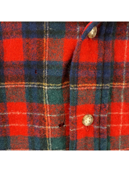 70s/PENDLETON/USA製/長袖チェックウールシャツ（L)