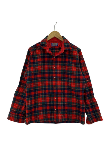 70s/PENDLETON/USA製/長袖チェックウールシャツ（L)