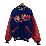 DeLONG Ole Miss 袖レザー ウールスタジャン (L)