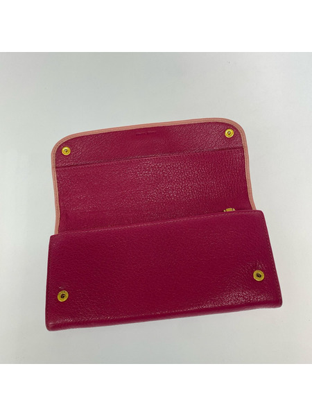 長財布 MIUMIU バイカラー ピンク リボン