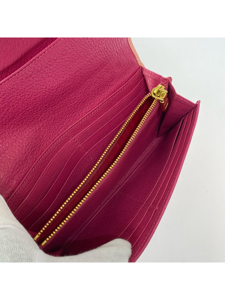 長財布 MIUMIU バイカラー ピンク リボン