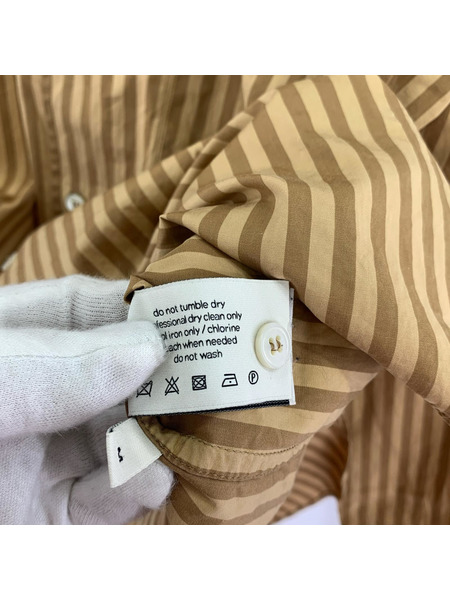 cristaseya バンドカラーストライプシャツ M ベージュ系