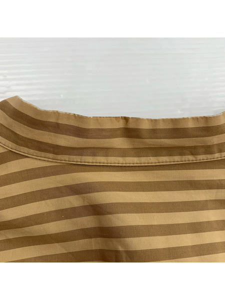 cristaseya バンドカラーストライプシャツ M ベージュ系