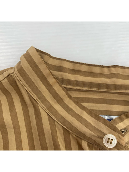 cristaseya バンドカラーストライプシャツ M ベージュ系