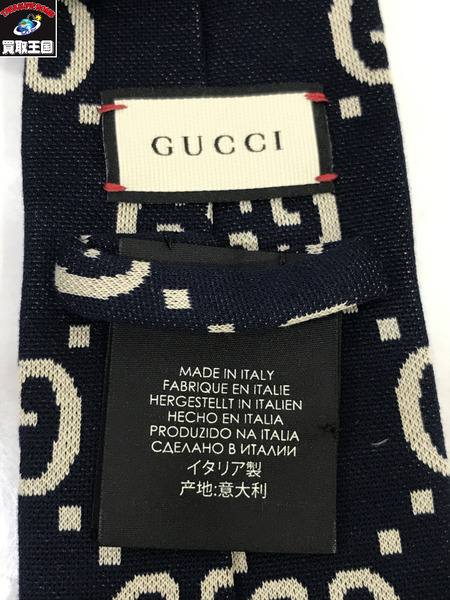 GUCCI GG柄 ネクタイ　ネイビー
