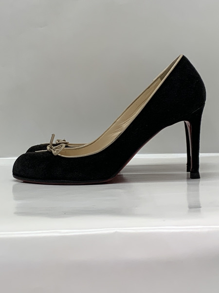Christian Louboutin スエード リボン パンプス Size36 BLK 本体のみ クリスチャン ルブタン スウェード ハイヒール 靴 