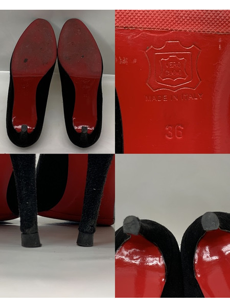 Christian Louboutin スエード リボン パンプス Size36 BLK 本体のみ クリスチャン ルブタン スウェード ハイヒール 靴 