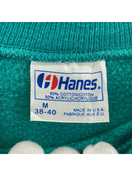 HANES スウェット・トレーナー 90s 無地スウェット ターコイズ