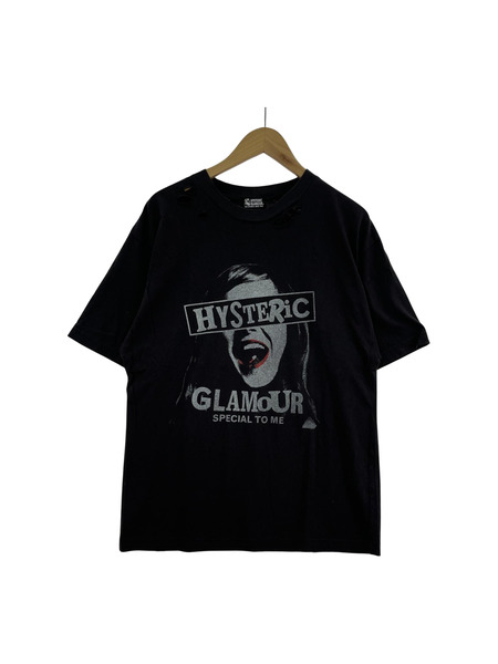 HYSTERIC GLAMOUR フェイスプリント S/Sカットソー 黒