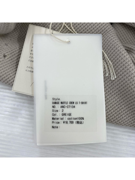 ANCELLM 長袖Tシャツ・カットソー 25AW/DAMAGE WAFFLE CREW LS T-SHIRT