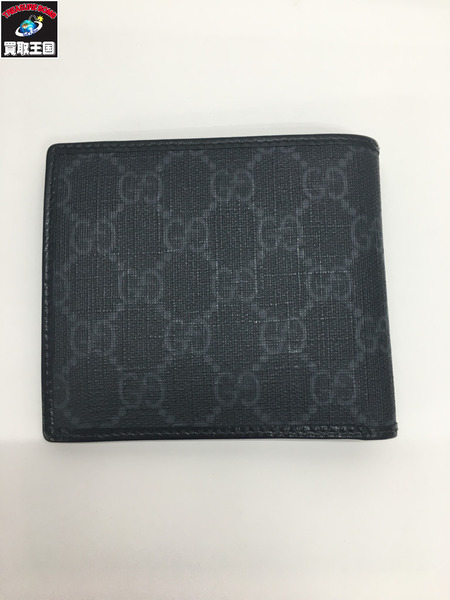 GUCCI インターロッキングG GGスプリーム 二つ折り財布 コンパクトウォレット 黒 673000 49633 