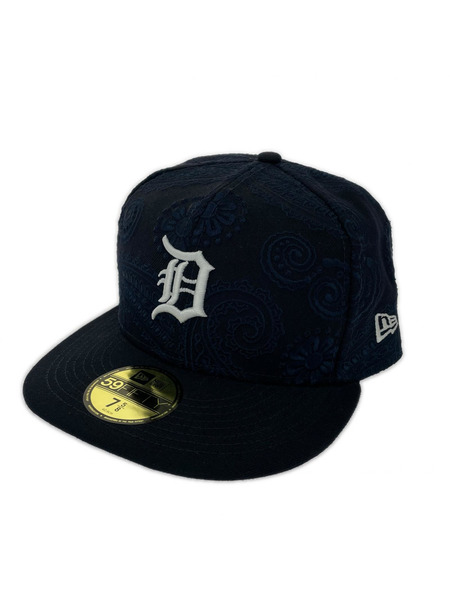 NEW ERA キャップ デトロイトタイガース 刺繍 ペイズリー 紺