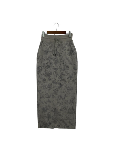 MameKurogouchi floral flock printed fleece lining skirt(1)