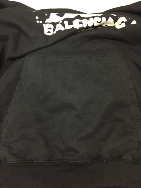 BALENCIAGA/23SS/HAND-DRAWN BB/ダメージ加工スプレーロゴプリントパーカー