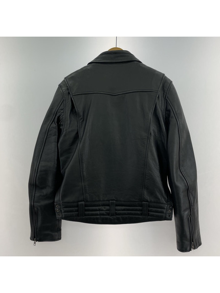 Liugoo Leather ライナー付 カウレザー ライダースジャケット ブラック SIZE:M
