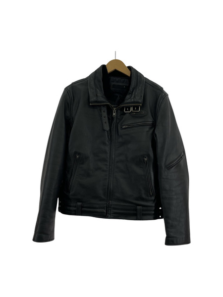 Liugoo Leather ライナー付 カウレザー ライダースジャケット ブラック SIZE:M